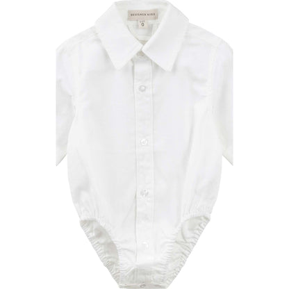 Designer Kidz Jackson S/S Formal Romper - White | Aster & Ruby