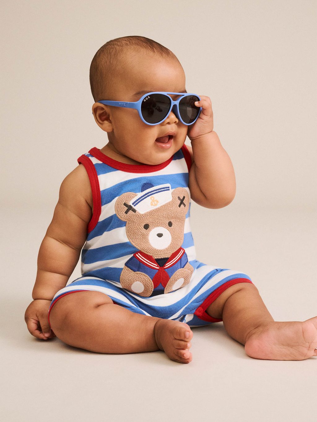 Nautical Stripe Sitting Sleeveless Romper