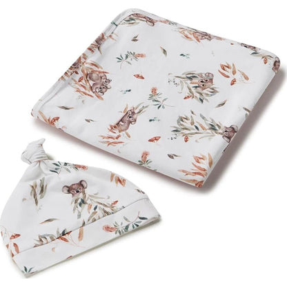 Koala Organic Jersey Wrap & Beanie Set - Aster & Ruby