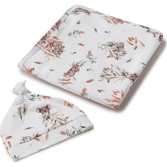 Koala Organic Jersey Wrap & Beanie Set - Aster & Ruby