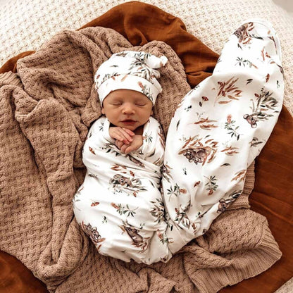 Koala Organic Jersey Wrap & Beanie Set - Aster & Ruby