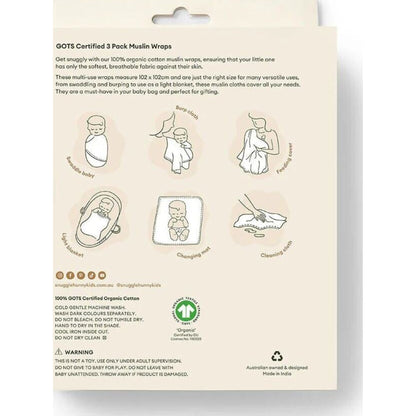 Snuggle Hunny Large Organic Muslin Wraps 3 Pack - Bronze/Lion/Milk | Aster & Ruby