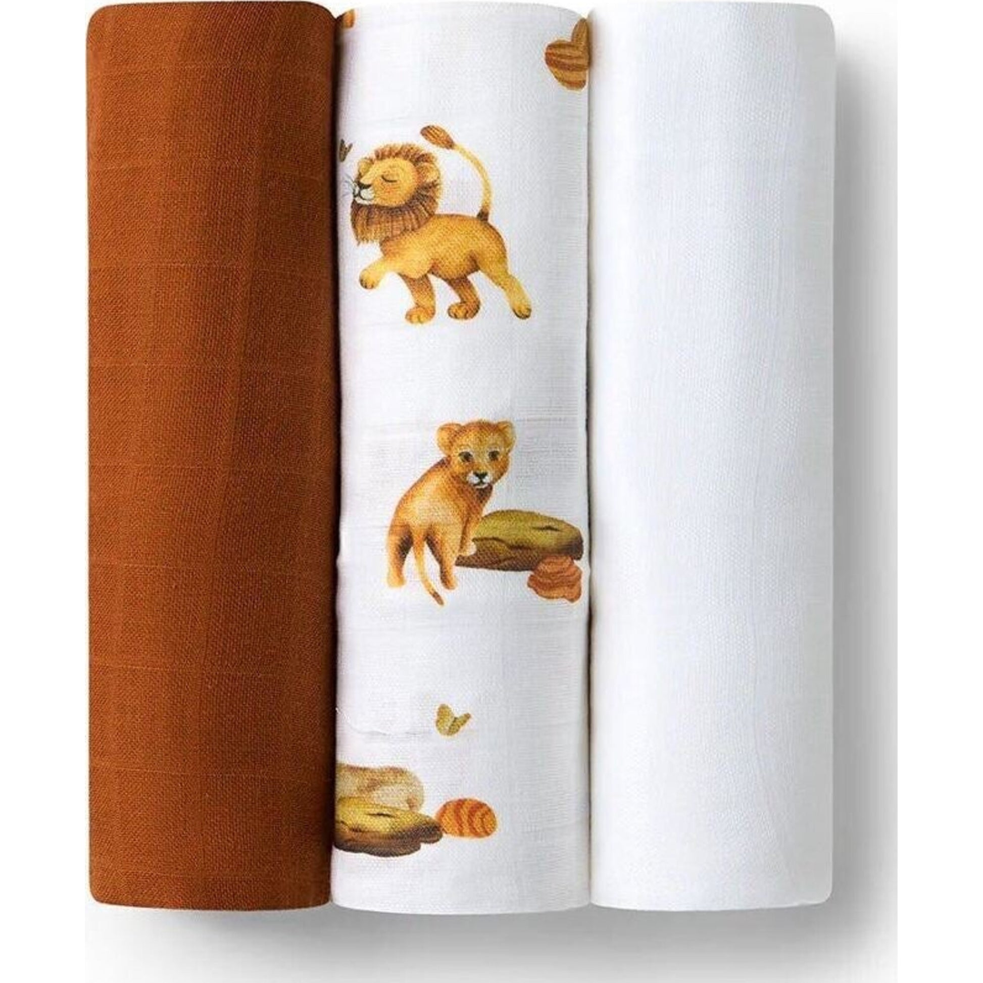 Snuggle Hunny Large Organic Muslin Wraps 3 Pack - Bronze/Lion/Milk | Aster & Ruby