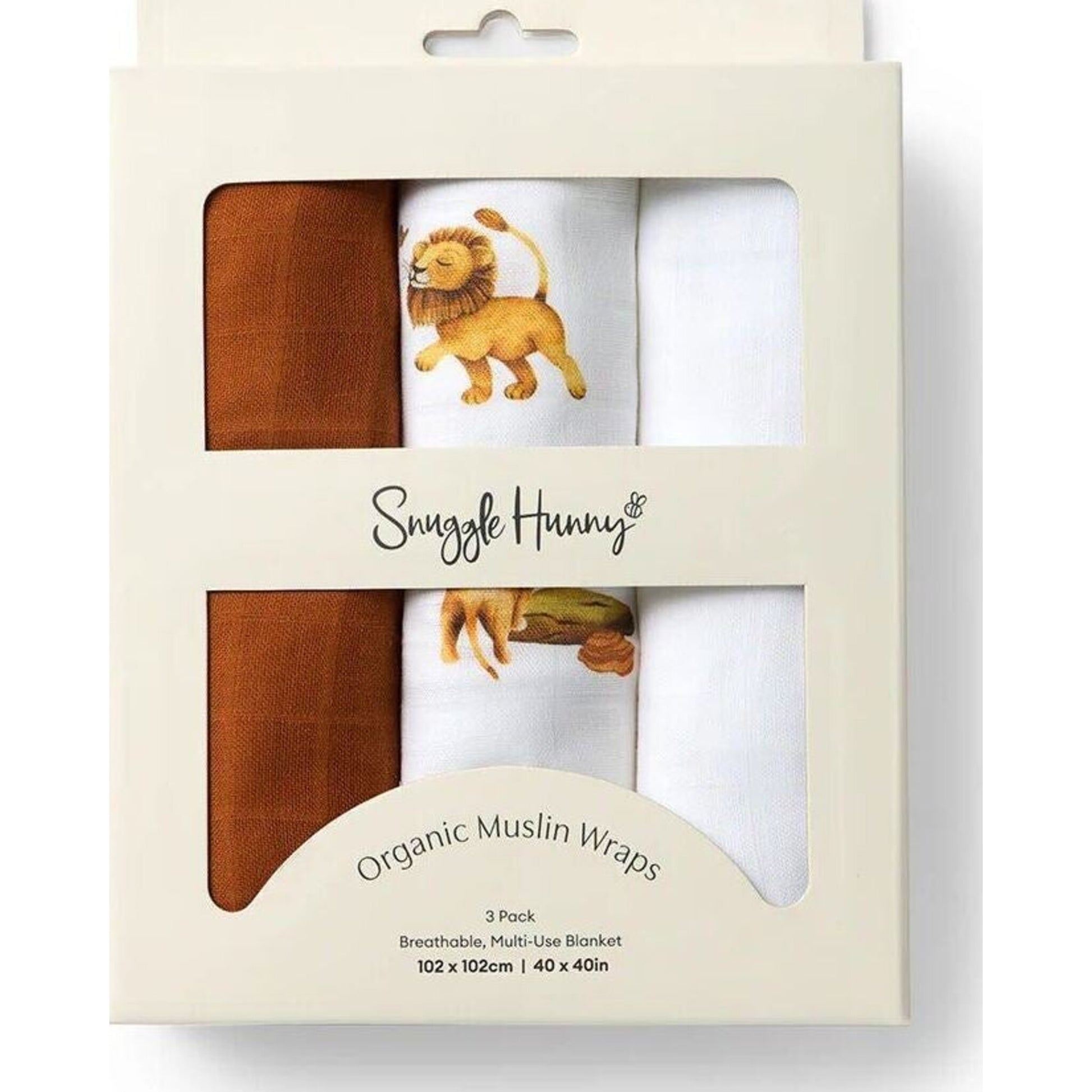 Snuggle Hunny Large Organic Muslin Wraps 3 Pack - Bronze/Lion/Milk | Aster & Ruby