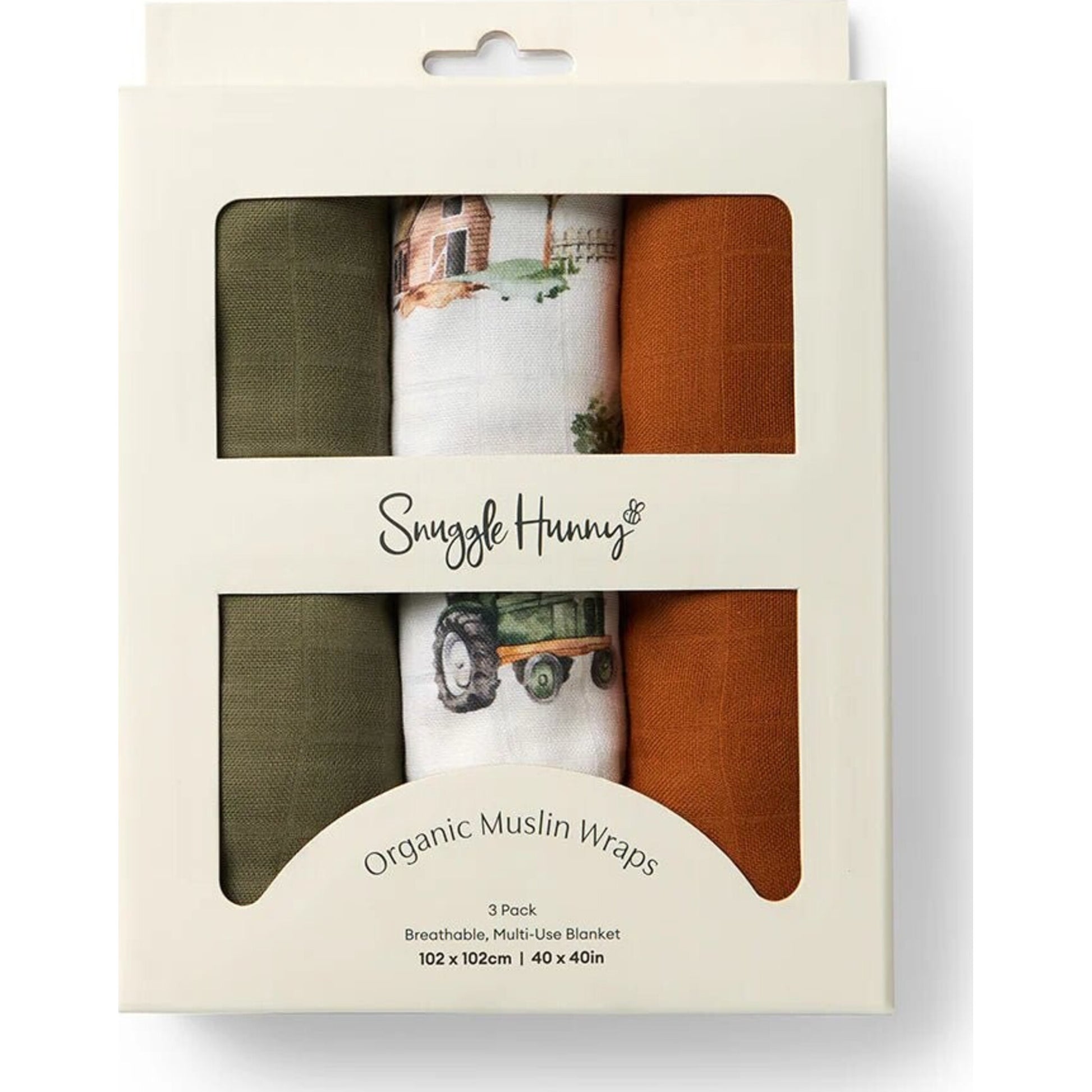 Snuggle Hunny Large Organic Muslin Wraps 3 Pack - Olive/Diggers/Bronze | Aster & Ruby