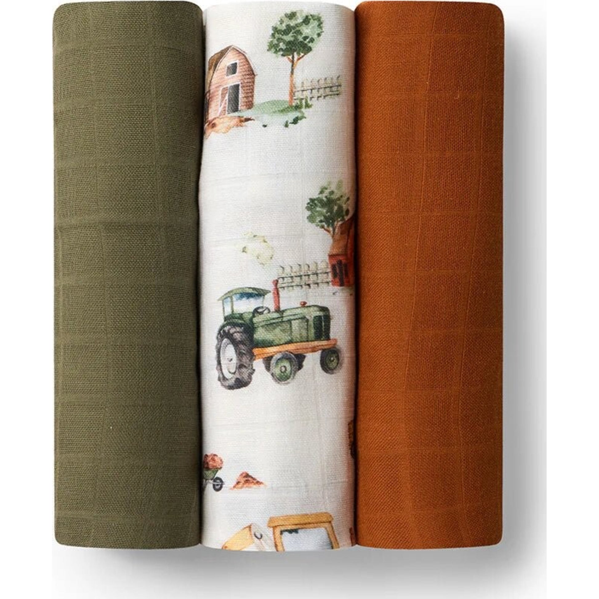 Snuggle Hunny Large Organic Muslin Wraps 3 Pack - Olive/Diggers/Bronze | Aster & Ruby