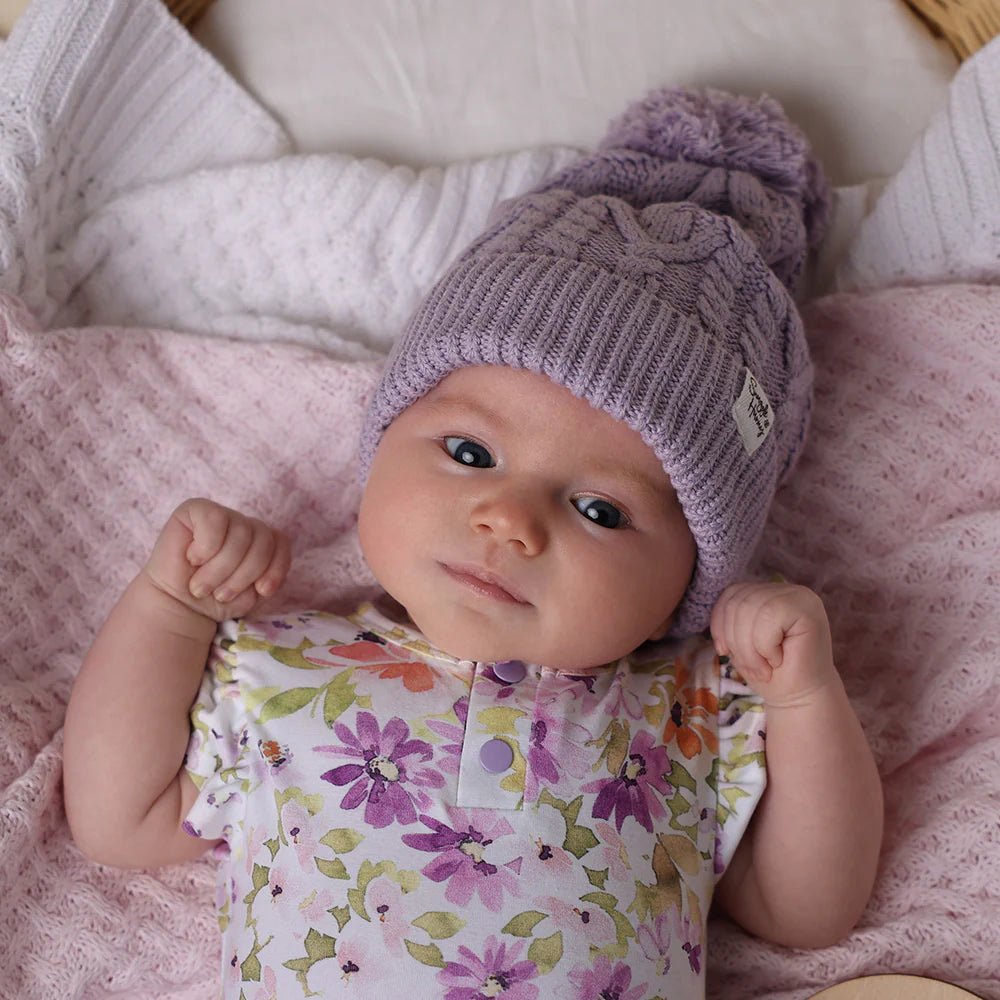 Lavendar Organic Baby Knit Beanie - Aster & Ruby