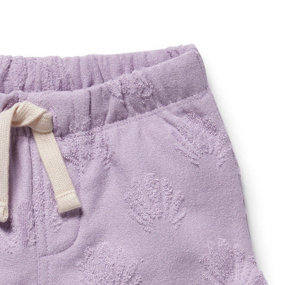 Lavender Shells Organic Terry Tie Short - Aster & Ruby