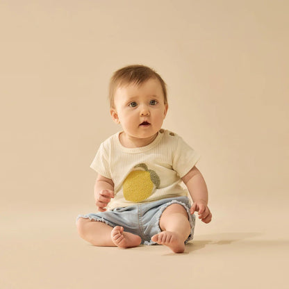 Lemon Leaf Embroidered Organic Tee - Aster & Ruby