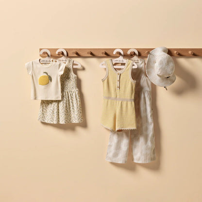 Lemon Leaf Embroidered Organic Tee - Aster & Ruby