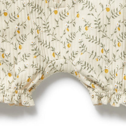 Lemon Leaf Organic Ruffle Zipsuit - Aster & Ruby