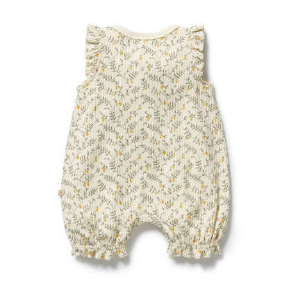 Lemon Leaf Organic Ruffle Zipsuit - Aster & Ruby