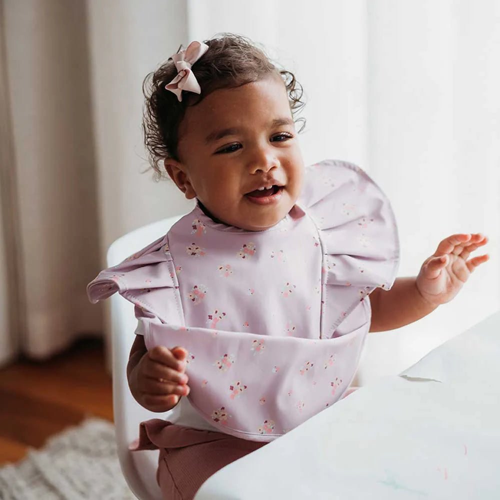 Lilac Bloom Frill Snuggle Bib - Aster & Ruby