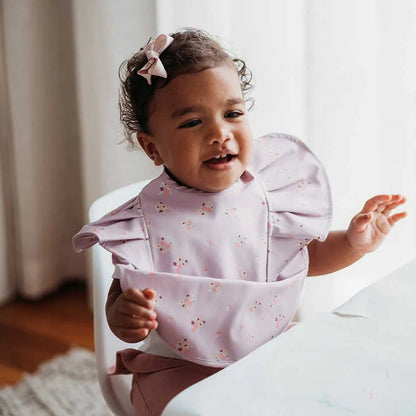 Lilac Bloom Frill Snuggle Bib - Aster & Ruby