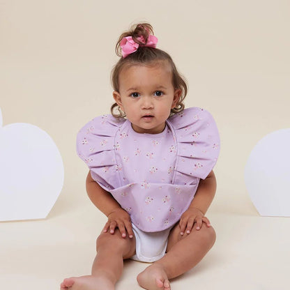 Lilac Bloom Frill Snuggle Bib - Aster & Ruby