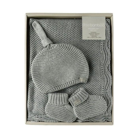 Little Bamboo Knit Gift Set Marle Grey-Aster & Ruby