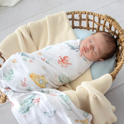 Little Subs Organic Jersey Wrap & Beanie Set