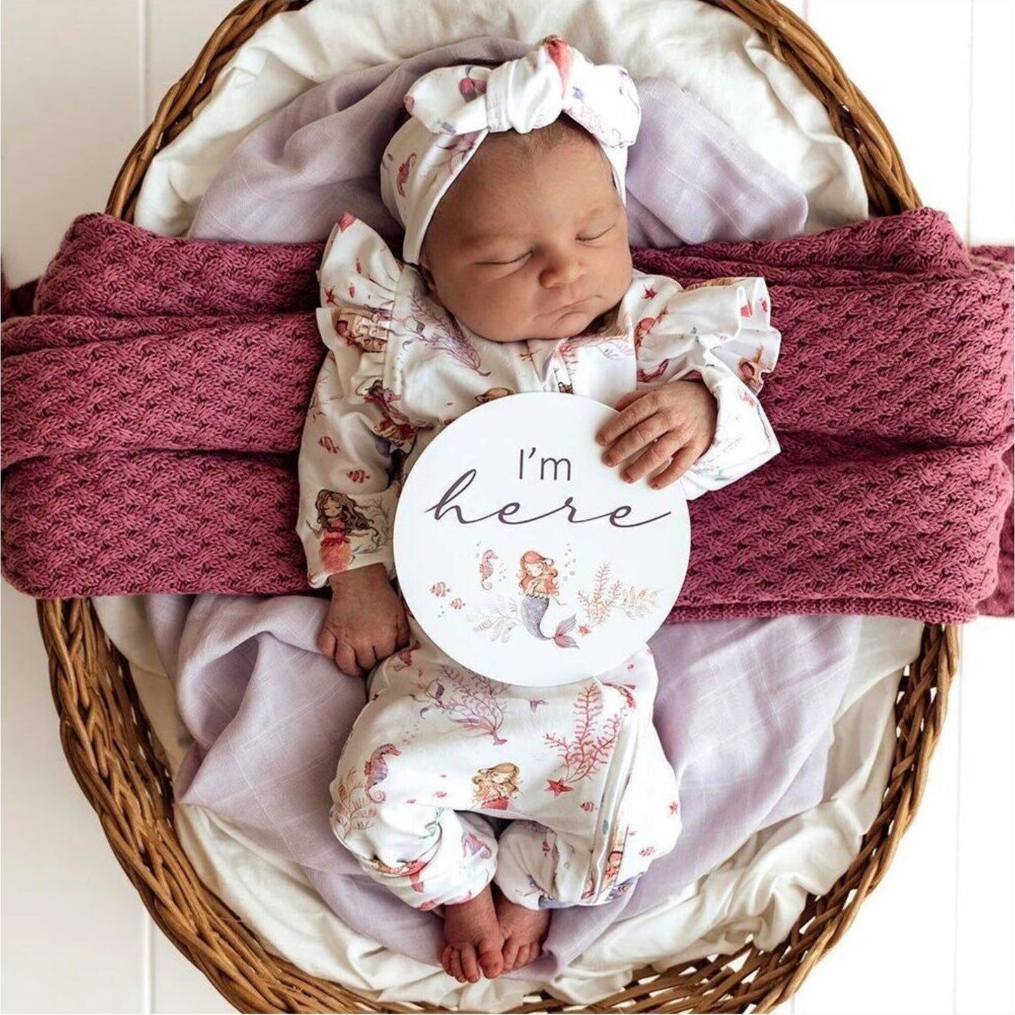 Snuggle Hunny Kids Mermaid & Lilac Reversible Milestone Cards | Aster & Ruby