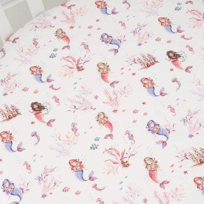 Fitted Bassinet Sheet & Change Pad Cover - Mermaid