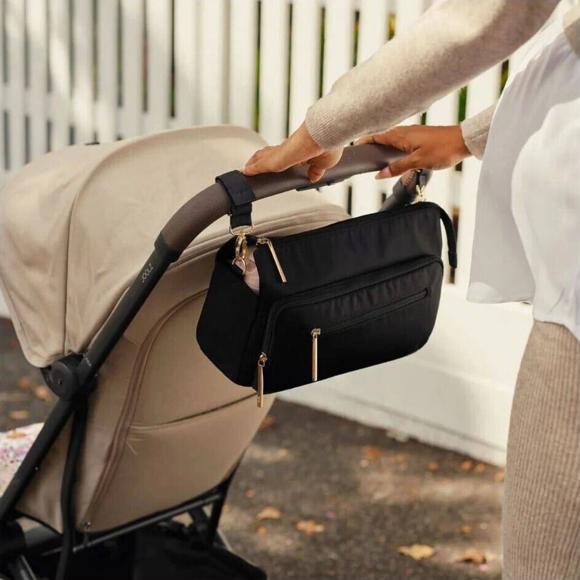 Multitasker Pram Caddy Black Nylon – children's product by OiOi | Aster & Ruby