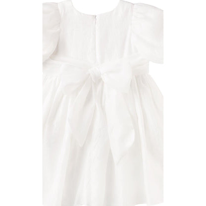 Designer Kidz Noa Puff Sleeve Bow Back Dress - Ivory | Aster & Ruby