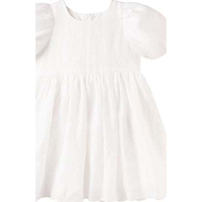 Designer Kidz Noa Puff Sleeve Bow Back Dress - Ivory | Aster & Ruby