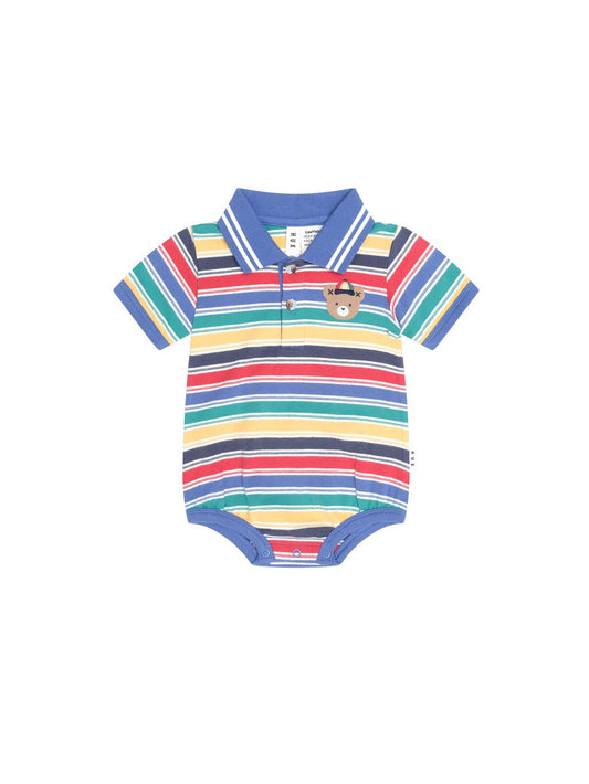 Vintage Stripe Hux Polo Romper
