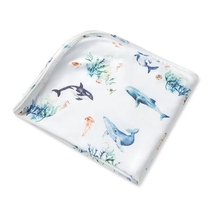 Ocean Organic Jersey Wrap & Beanie Set - Aster & Ruby