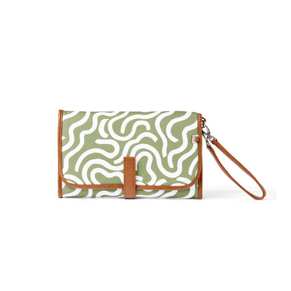 OiOi Change Mat Clutch Green Squiggle | Aster & Ruby