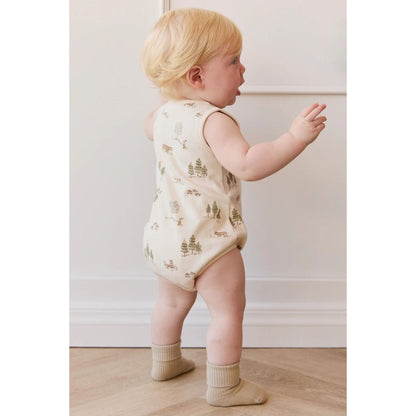 Jamie Kay Organic Cotton Archie Playsuit Pine Forest Friends | Aster & Ruby