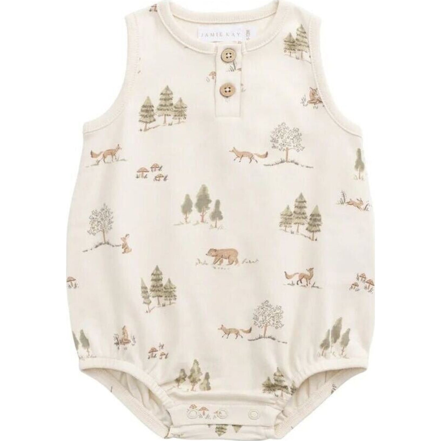 Jamie Kay Organic Cotton Archie Playsuit Pine Forest Friends | Aster & Ruby