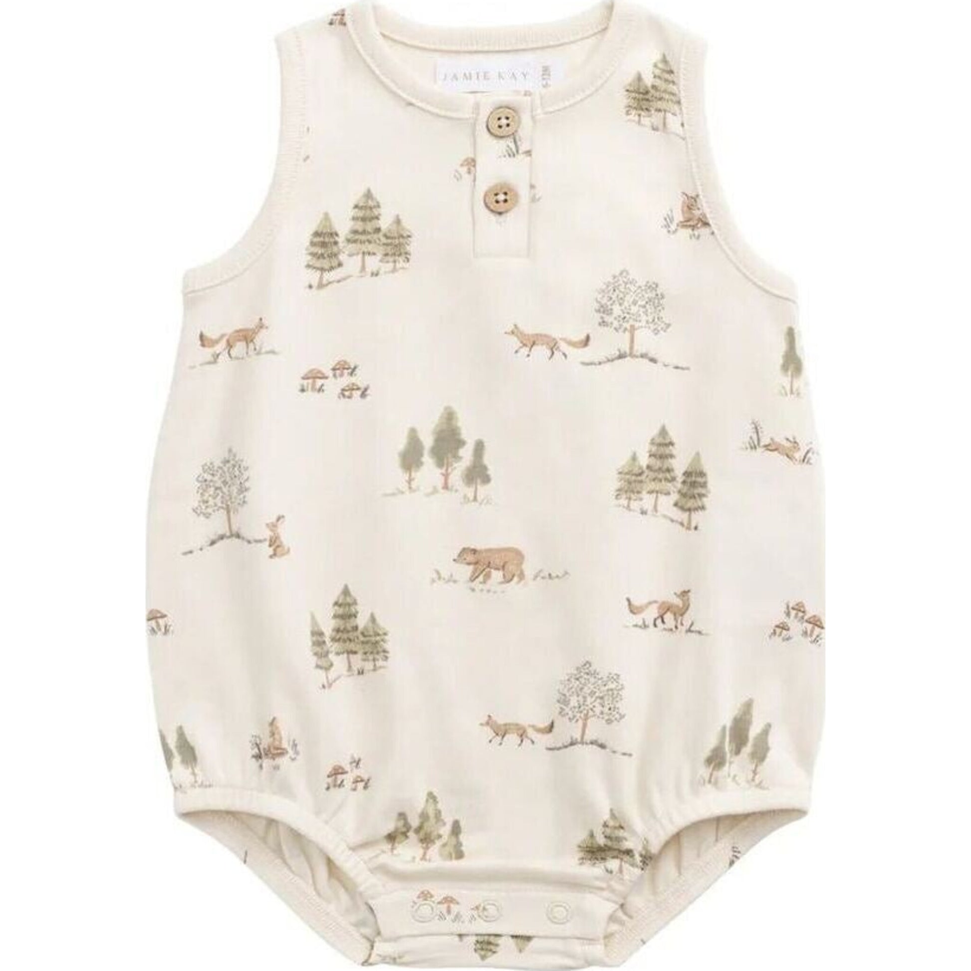 Jamie Kay Organic Cotton Archie Playsuit Pine Forest Friends | Aster & Ruby