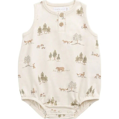 Jamie Kay Organic Cotton Archie Playsuit Pine Forest Friends | Aster & Ruby
