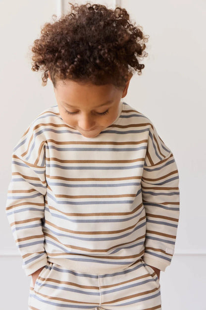 Organic Cotton Damien Sweatshirt - Hudson Stripe Tiger - Aster & Ruby