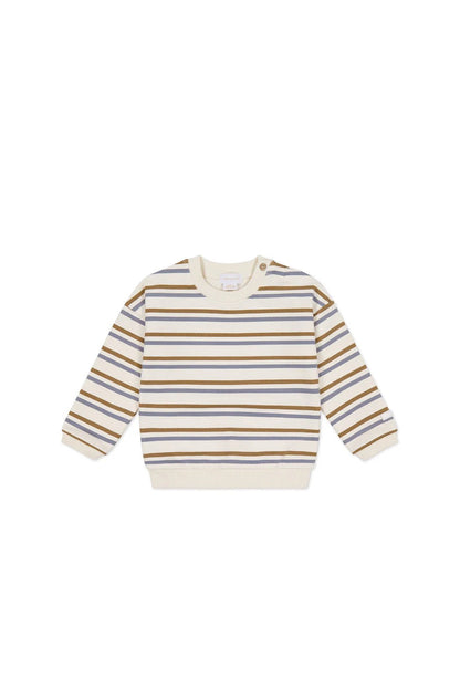 Organic Cotton Damien Sweatshirt - Hudson Stripe Tiger - Aster & Ruby