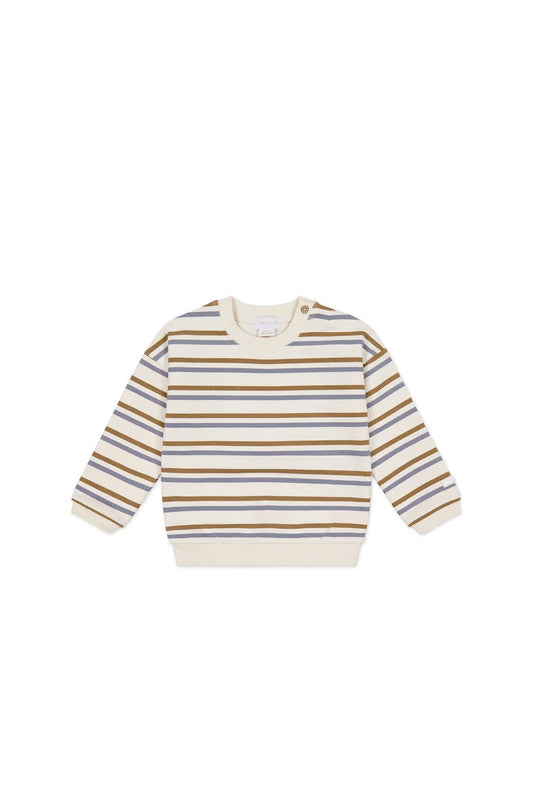 Organic Cotton Damien Sweatshirt - Hudson Stripe Tiger - Aster & Ruby