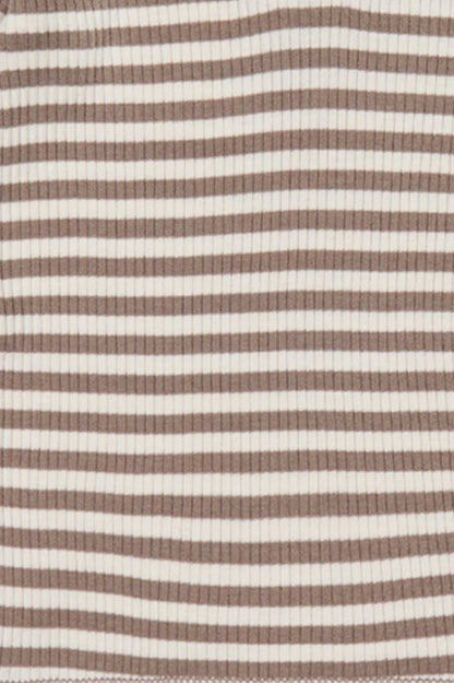 Organic Cotton Modal Darcy Rib Tee Bodysuit - Narrow Stripe Tweed/Cloud - Aster & Ruby