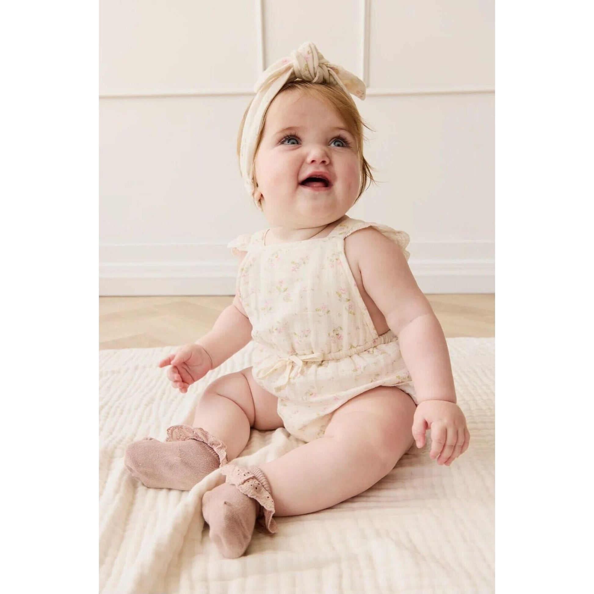 Jamie Kay Organic Cotton Muslin Luciana Playsuit Emelia Pink | Aster & Ruby
