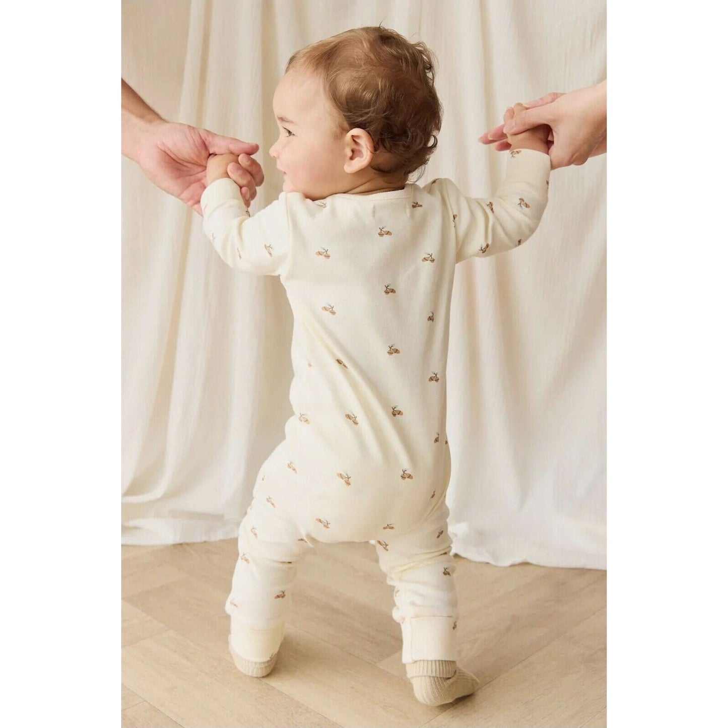 Jamie Kay Organic Cotton Reese Zip Onepiece Forest Night Acorn | Aster & Ruby