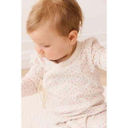 Jamie Kay Organic Cotton Wrap Onepiece Posy Garden Pink | Aster & Ruby