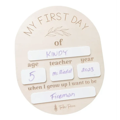 Timber Tinkers Oval First Day School Board | Aster & Ruby