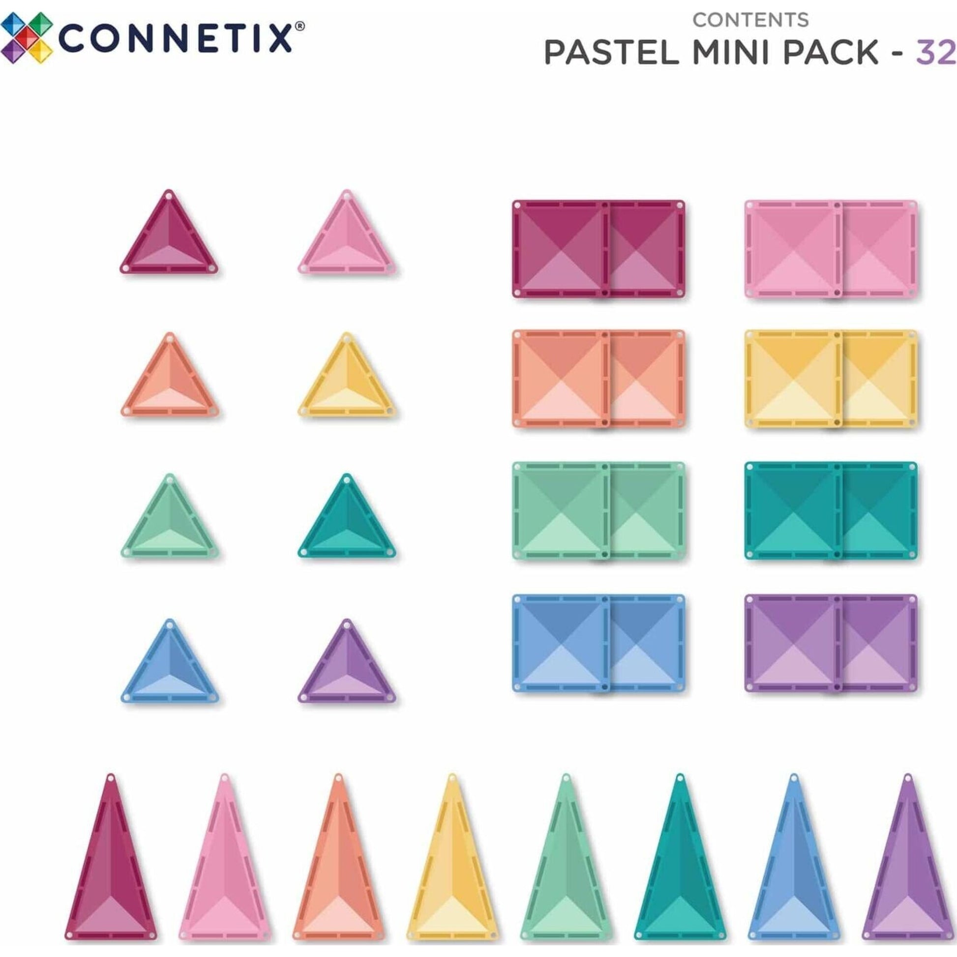 Connetix Tiles Pastel Mini Pack 32 pc | Aster & Ruby