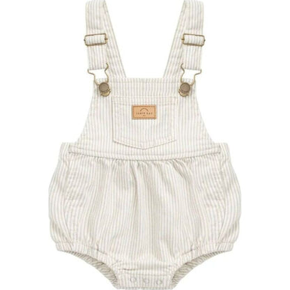 Jamie Kay Pax Playsuit Fine Vertical Stripe Sandy Brown/Cloud | Aster & Ruby