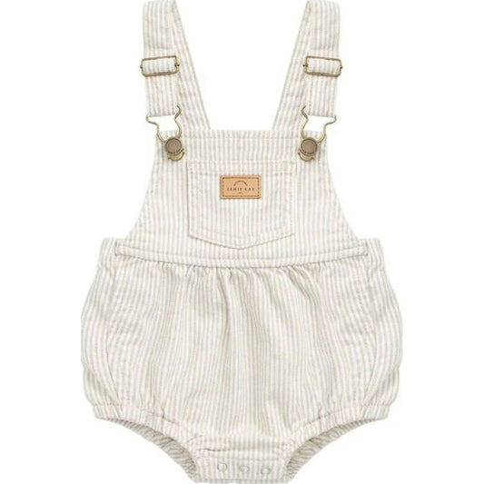 Jamie Kay Pax Playsuit Fine Vertical Stripe Sandy Brown/Cloud | Aster & Ruby