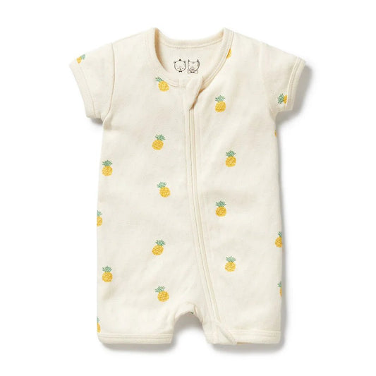 Piney Pals Organic Pointelle Boyleg Zipsuit - Aster & Ruby