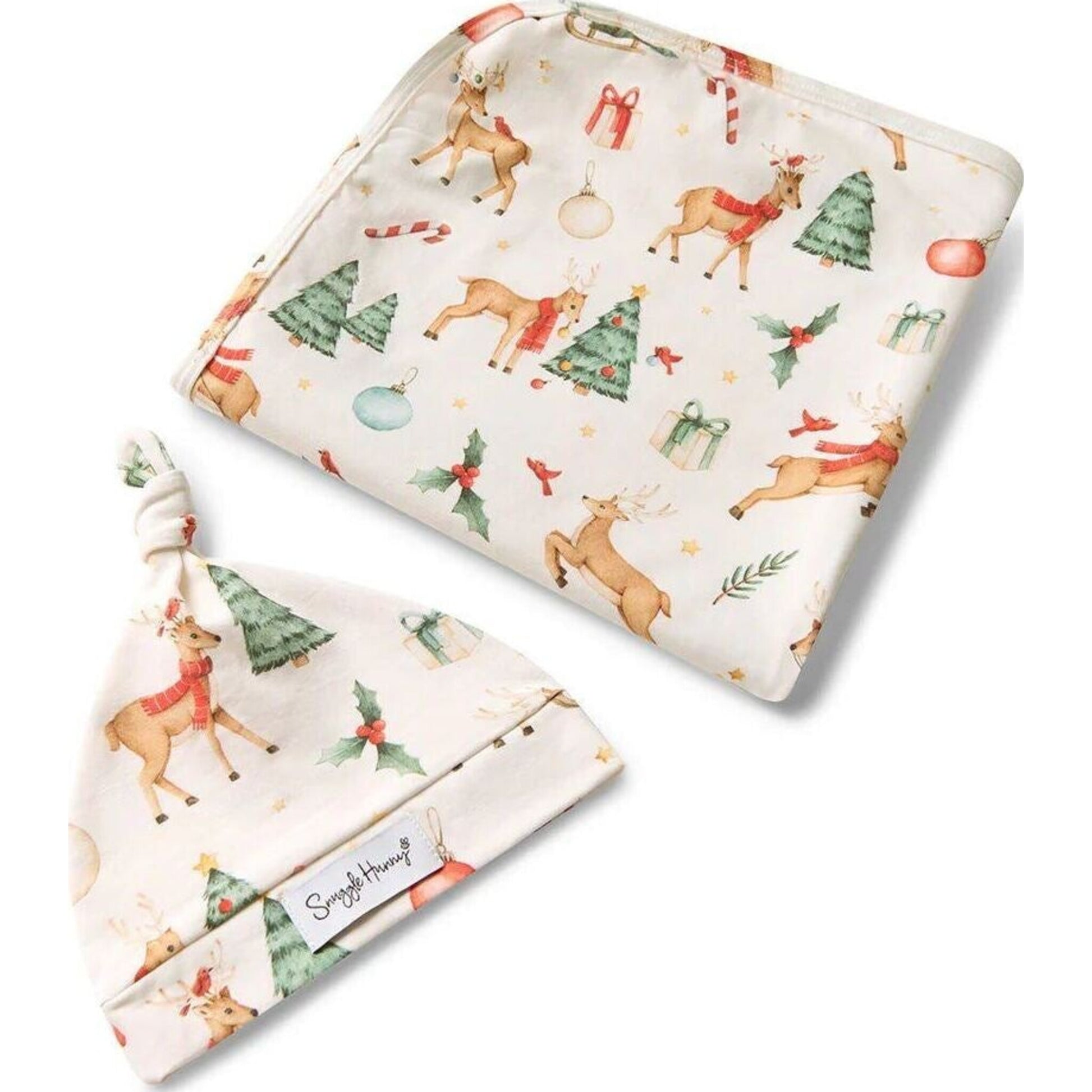 Snuggle Hunny Kids Prancer & Friends Organic Jersey Wrap & Beanie Set | Aster & Ruby