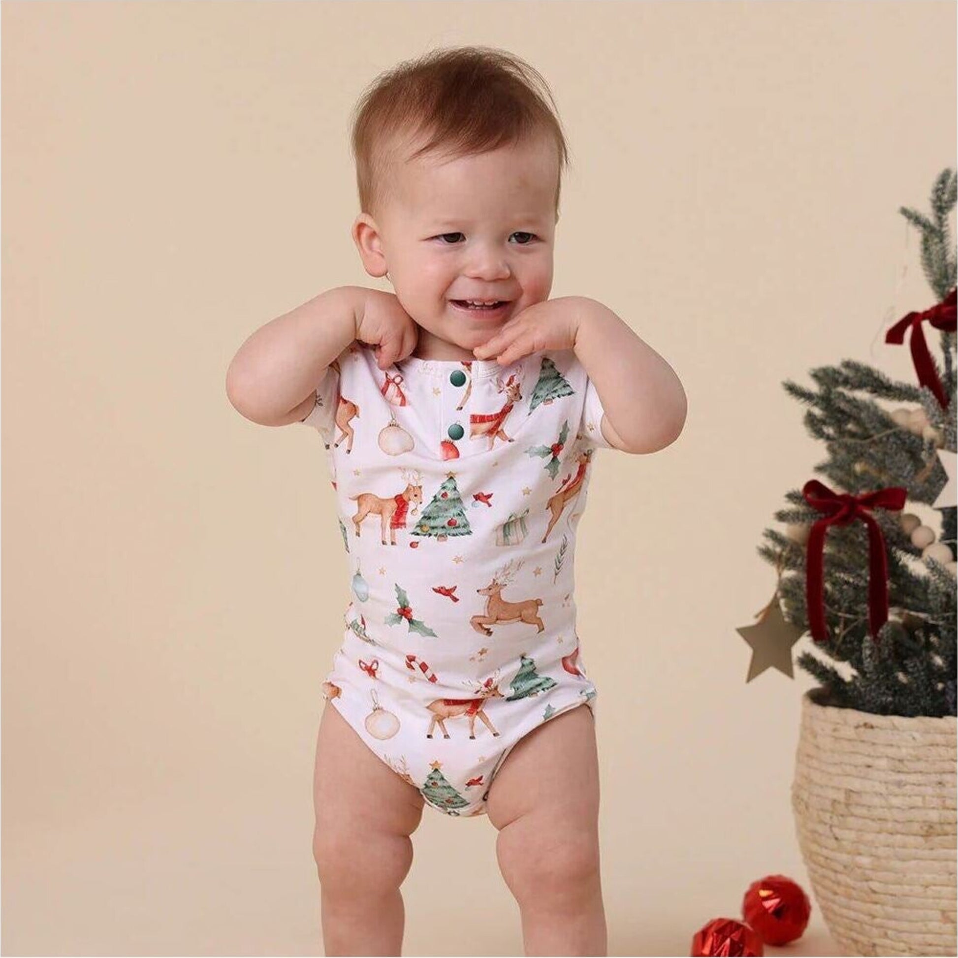 Snuggle Hunny Kids Prancer & Friends Short Sleeve Organic Bodysuit | Aster & Ruby