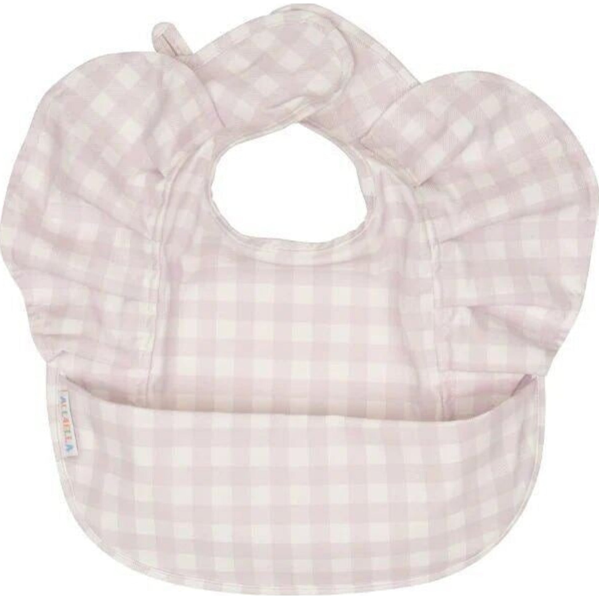All4Ella Recycled Frills Bib Gingham Lilac | Aster & Ruby