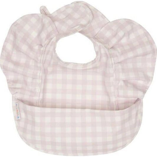 All4Ella Recycled Frills Bib Gingham Lilac | Aster & Ruby