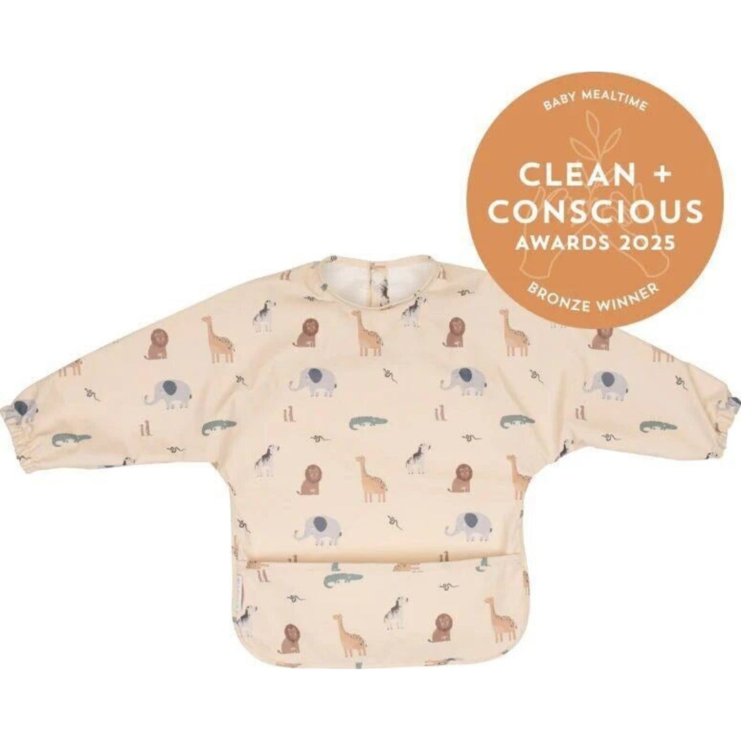 All4Ella Recycled Long Sleeve Bib Wild Animals | Aster & Ruby